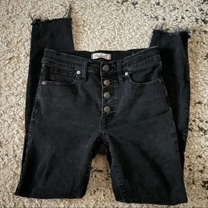 Madewell 9” High Rise Skinny Raw Hem Button Fly Stretch Jeans Size 27